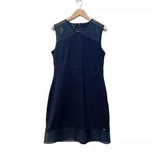 Escada Womens Size 40 Sheath Dress Navy Blue Sleeveless V-Neck Classic Chic